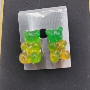 Green and Yellow Bear Earrings
